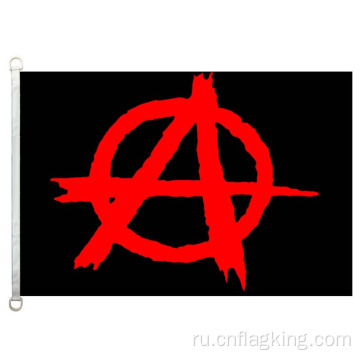100% полиэстер Anarchy Black с красным баннером с логотипом 90 * 150cm Anarchy Black с красным флагом с логотипом